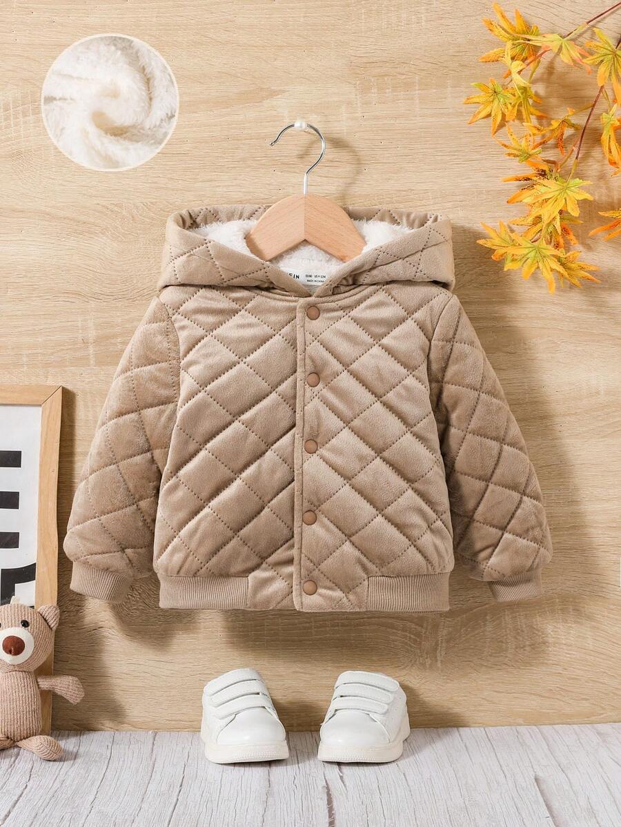 SHEIN Baby Boy 1pc Button Front Hooded Quilted Coat SHEIN South Africa