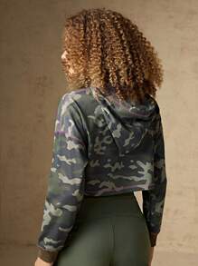 In My Nature Sweat-Shirt À Capuche Court Imprimé Camouflage À Cordon