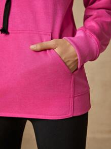 In My Nature 标语图案抽绳卫衣 - 玫紅色 - 查看 7