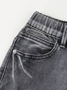 Tween Boy Ripped Washed Jeans - Grey - View 4