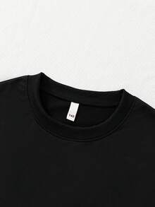 Teen Girl Letter Graphic Drop Shoulder Sweatshirt - Black - View 5