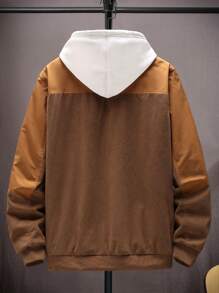 Manfinity Hypemode Loose Fit Men's Color-Block Zipper Jacket Without Hoodie - Brown - View 2