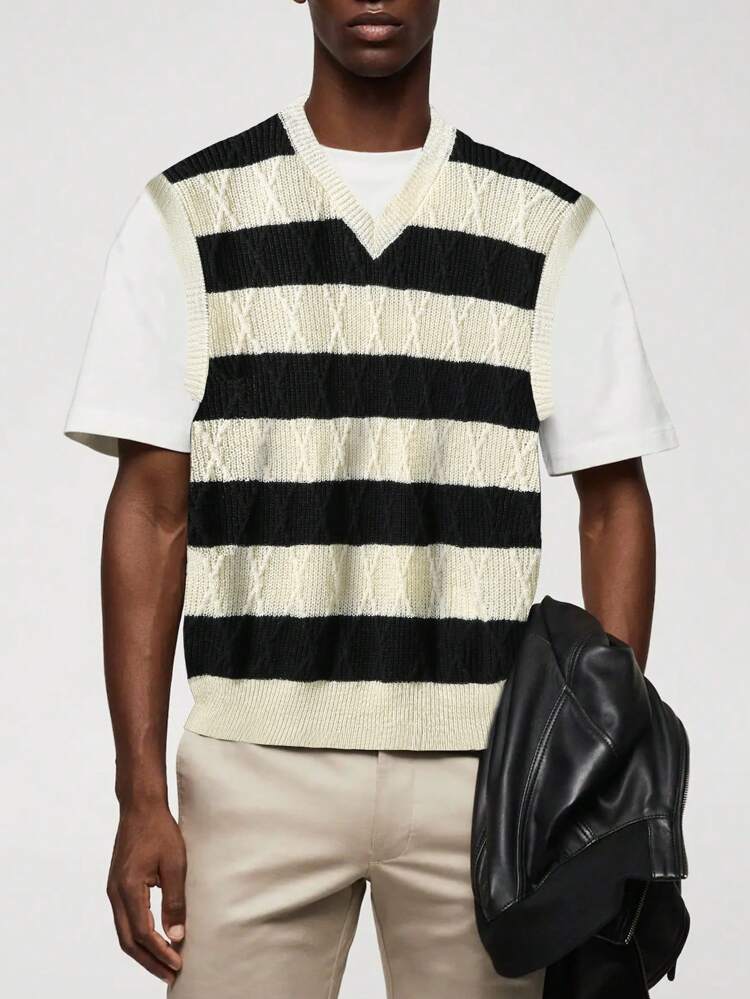 Men Two Tone Sweater Vest