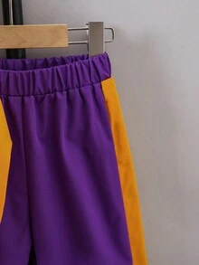 SHEIN 男小童字母圖案撞色連帽衫和運動褲 - 彩色 - 查看 4