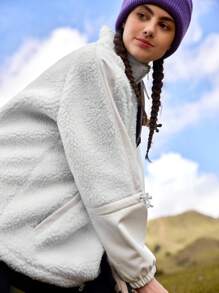 In My Nature Sudadera medio cierre exterior forro polar - Blanco - Ver 7