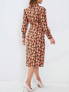 Allover Print Belted Shirt Dress - Multicolor - View 2