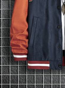 Manfinity Homme Men Letter Embroidery Colorblock Raglan Sleeve Jacket - Multicolor - View 5