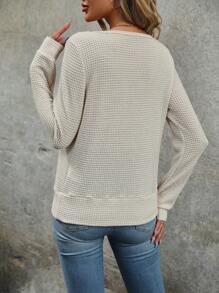 SHEIN LUNE Solid 2 In 1 Sweatshirt - Apricot - View 2