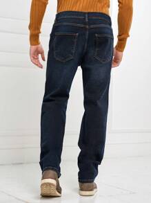 RueChic Men Ripped Straight Leg Jeans - Blue - View 3