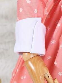SHEIN Young Girl Polka Dot Print Contrast Collar Dress - Pink - View 4