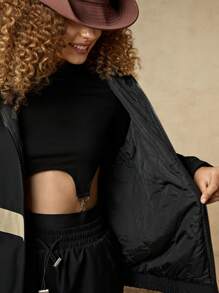 In My Nature Colorblock Zip Up Hooded Jacket - Black - View 9