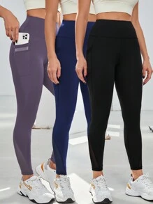 Easithlete 3件套宽腰运动紧身裤瑜伽女裤 - 彩色 - 查看 1