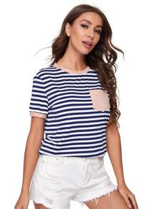 Muchica Camiseta de rayas con bolsillo - Multicolor - Ver 9