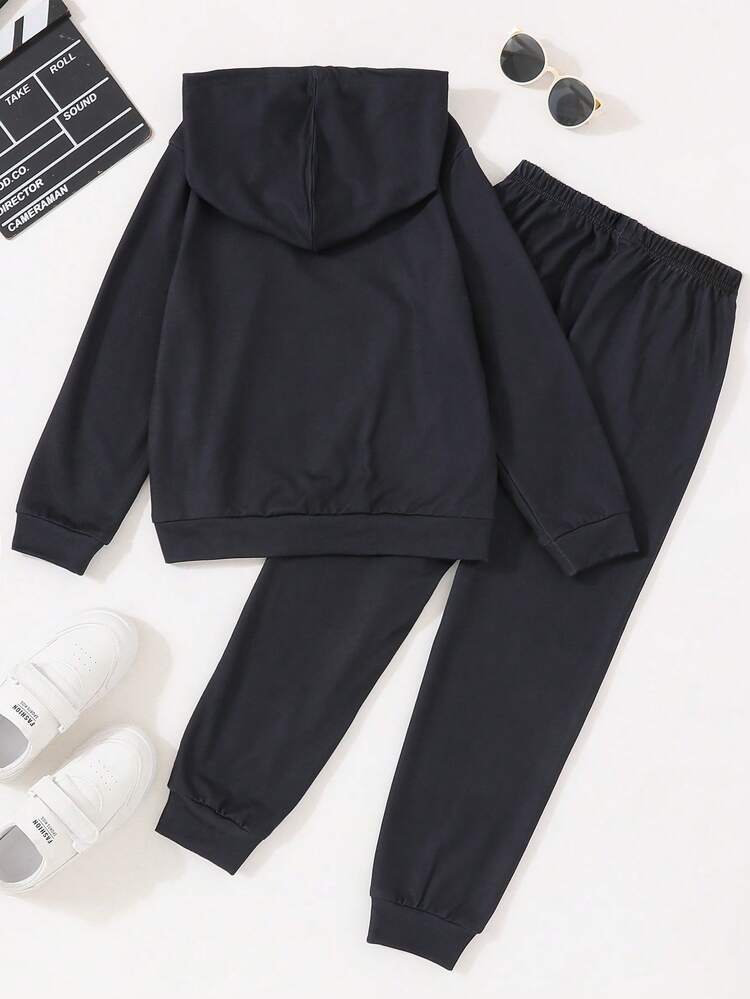 Tween Girl Letter Graphic Hoodie & Sweatpants