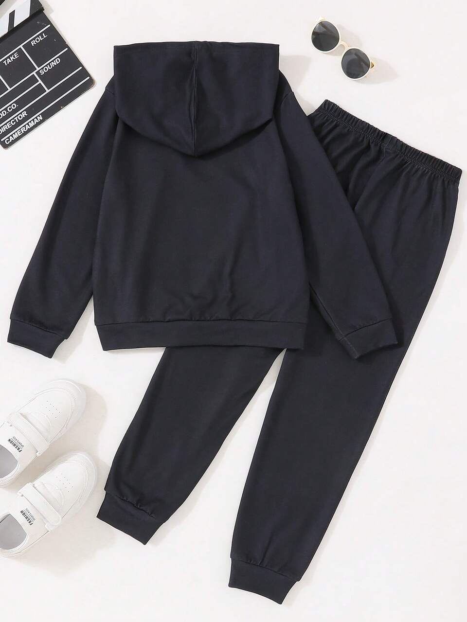 Tween Girl Letter Graphic Hoodie & Sweatpants