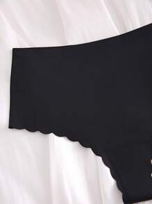 Solid Scallop Trim Panty - Black - View 7