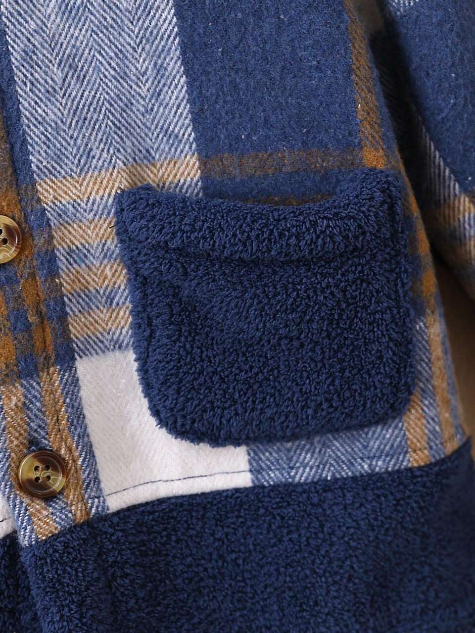 Baby Boy Plaid Dual Pocket Hooded Coat Without Sweater