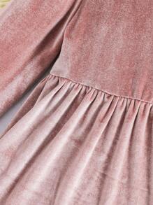 SHEIN Vestido de línea A con volantes en el bajo para niña - Café integral - Ver 4