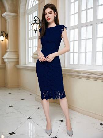 Solid Guipure Lace Bodycon Dress Party Dress Wedding Guest Dress Prom Dress