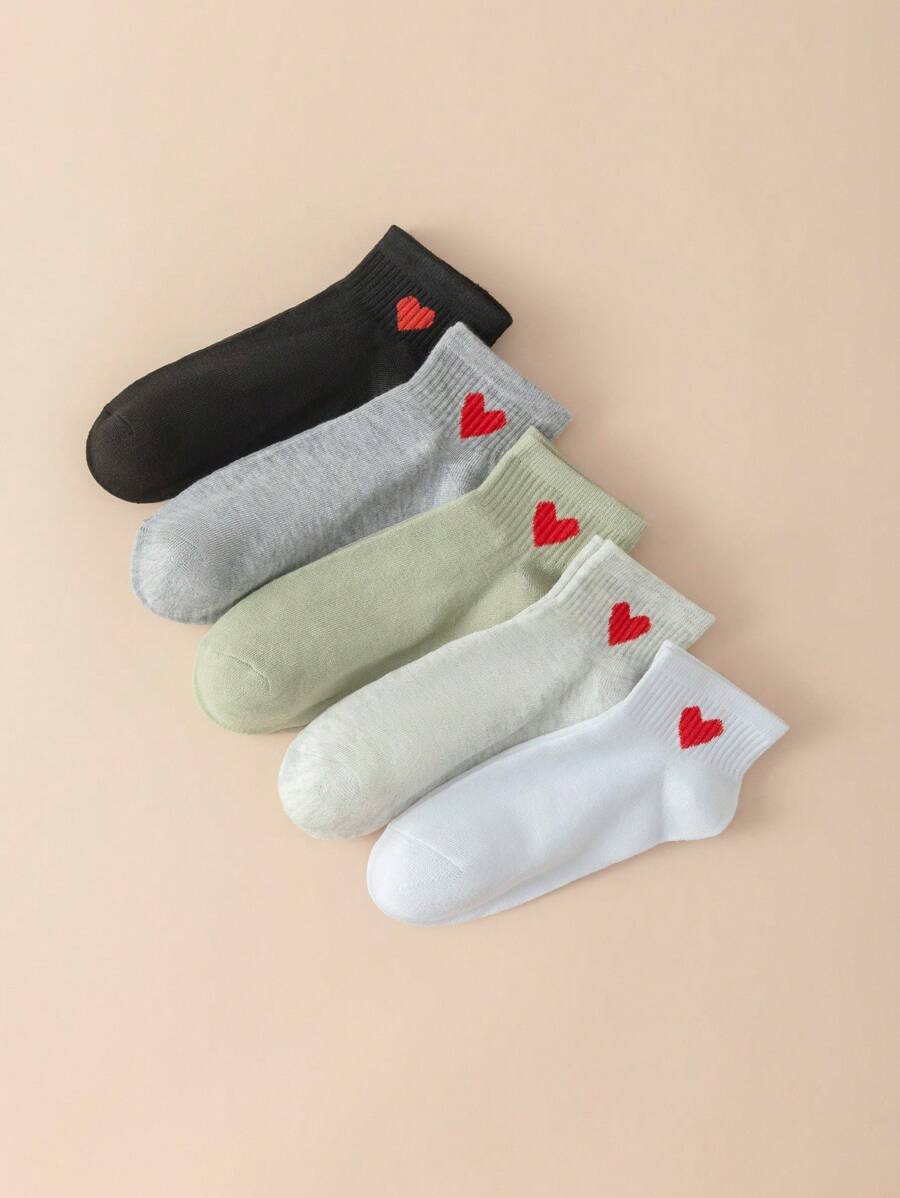 5 đôi tất in hình trái tim - Nhiều màu - Xem 1