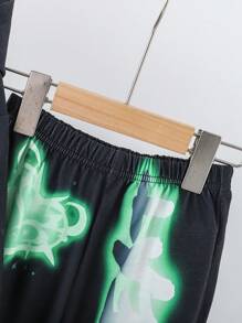 SHEIN 女小童反光愛心圖案連帽衫和運動褲 - 彩色 - 查看 5