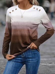 EMERY ROSE Áo thun họa tiết nút ombre Áo thun họa tiết nữ - Nhiều màu - Xem 3