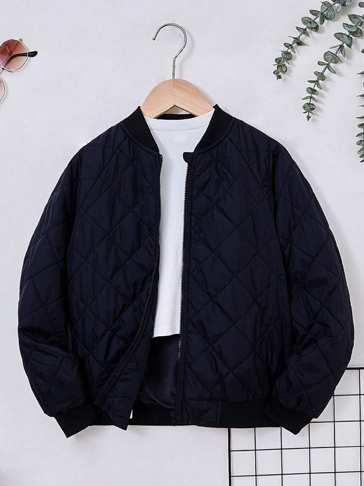 Tween Girl Zip Up Quilted Bomber Jacket