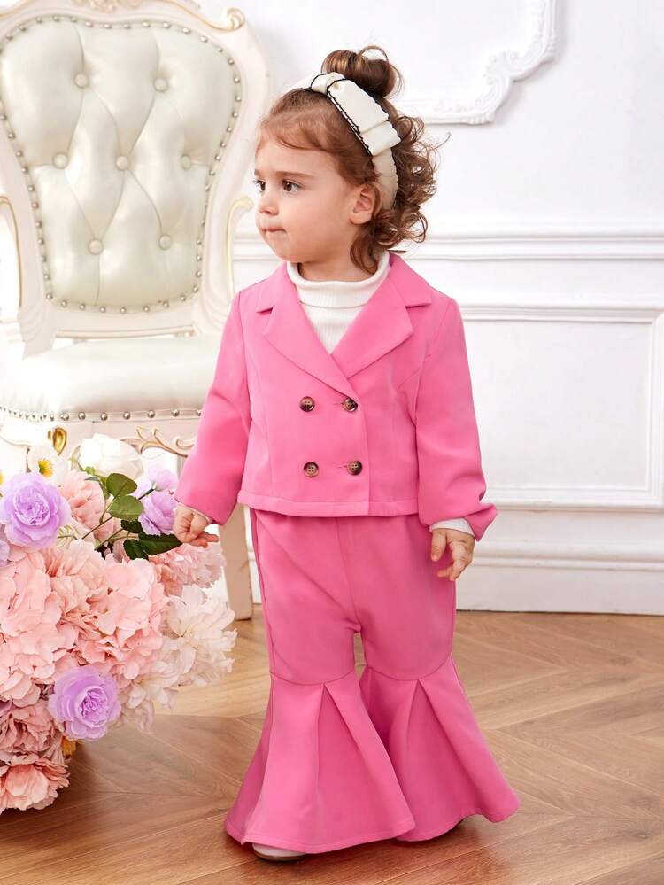 Baby Girl Double Breasted Blazer & Flare Leg Pants