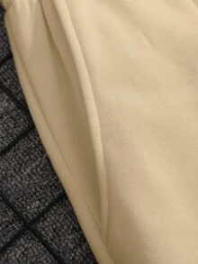 Manfinity Hypemode Men Plus Letter Graphic Drawstring Waist Sweatpants - Khaki - View 6