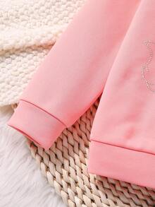 SHEIN 女小童貓印花衛衣和衛褲 - 粉色 - 查看 3