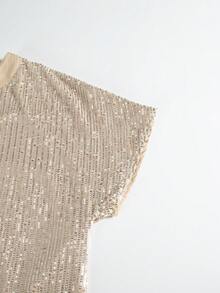 大碼亮片裝飾蝙蝠袖襯衫 - 金色 - 查看 3