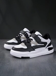 Scarpe da ginnastica chunky facili da indossare per bambini, autunno e inverno, scarpe sportive per studenti - Bianco e nero - Visualizzare 5