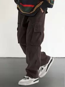 Loose-Fit Men's Cargo Pants With Flap Pockets And Side Pockets