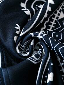 SHEIN LUNE Hơn In Địa lý Áo trùm đầu - Màu xanh hải quân - Xem 4