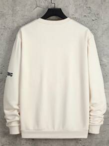 Manfinity Homme Men Deer And Slogan Graphic Sweatshirt - Apricot - View 3