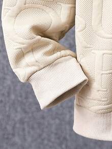 Tween Boy Letter Embossed Patched Detail Pullover & Sweatpants & Bag - Apricot - View 3