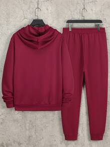 Manfinity Hypemode Nam In hoa con hổ Dây rút Áo Hoodie & Quần thể thao - Màu Đỏ Sâu - Xem 3