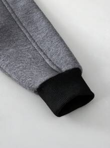 SHEIN Young Boy Zip Up Thermal Lined Hooded Jacket - Black - View 4