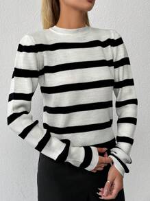 SHEIN Striped Pattern Round Neck Sweater