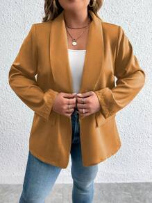 Calvaya Große Größe Blazer mit Schalkragen, offener Front,