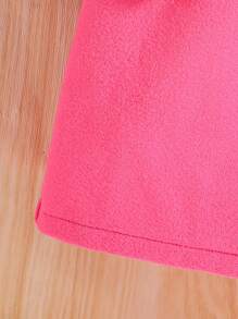 SHEIN Young Girl 1pc Borg Collar Belted Overcoat - Hot Pink - View 6