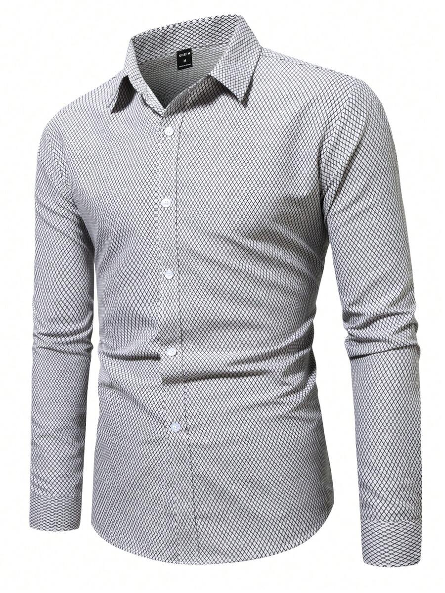 Manfinity Mode Men Allover Print Button Up Shirt - Grey - View 1