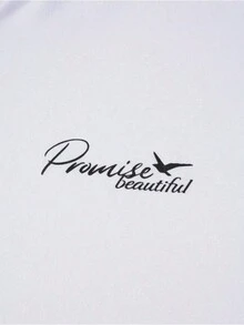 Manfinity Homme Hombres talla grande Camiseta con estampado de letra con botón - Blanco - Ver 6