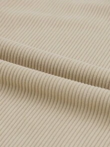 Solid Dual Pocket Corduroy Pants - Khaki - View 9