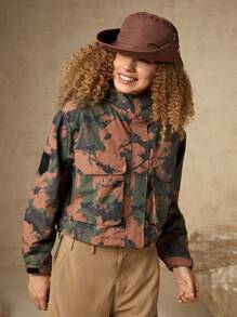 In My Nature Cazadora con estampado con bolsillo con solapa con cremallera - Verde militar - Ver 12