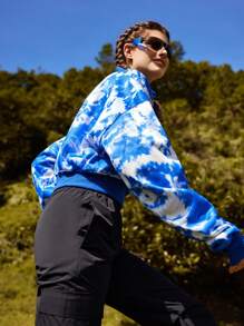 In My Nature Tie Dye Half Zip Crop Outdoor Sweatshirt - Multicolor - View 5