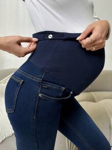 Maternity Wideband Waist Skinny Jeans - Dark Wash - View 5