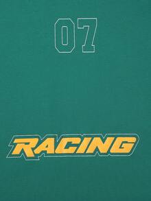 Manfinity LEGND 男式字母图案拼色落肩 T 恤 - 綠色 - 查看 7