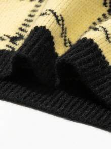 SHEIN Unity Plaid Pattern Sweater Vest - Yellow - View 5