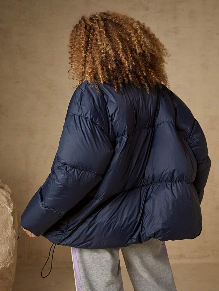 Pocketed Side Zipper Front Sports Padded Coat